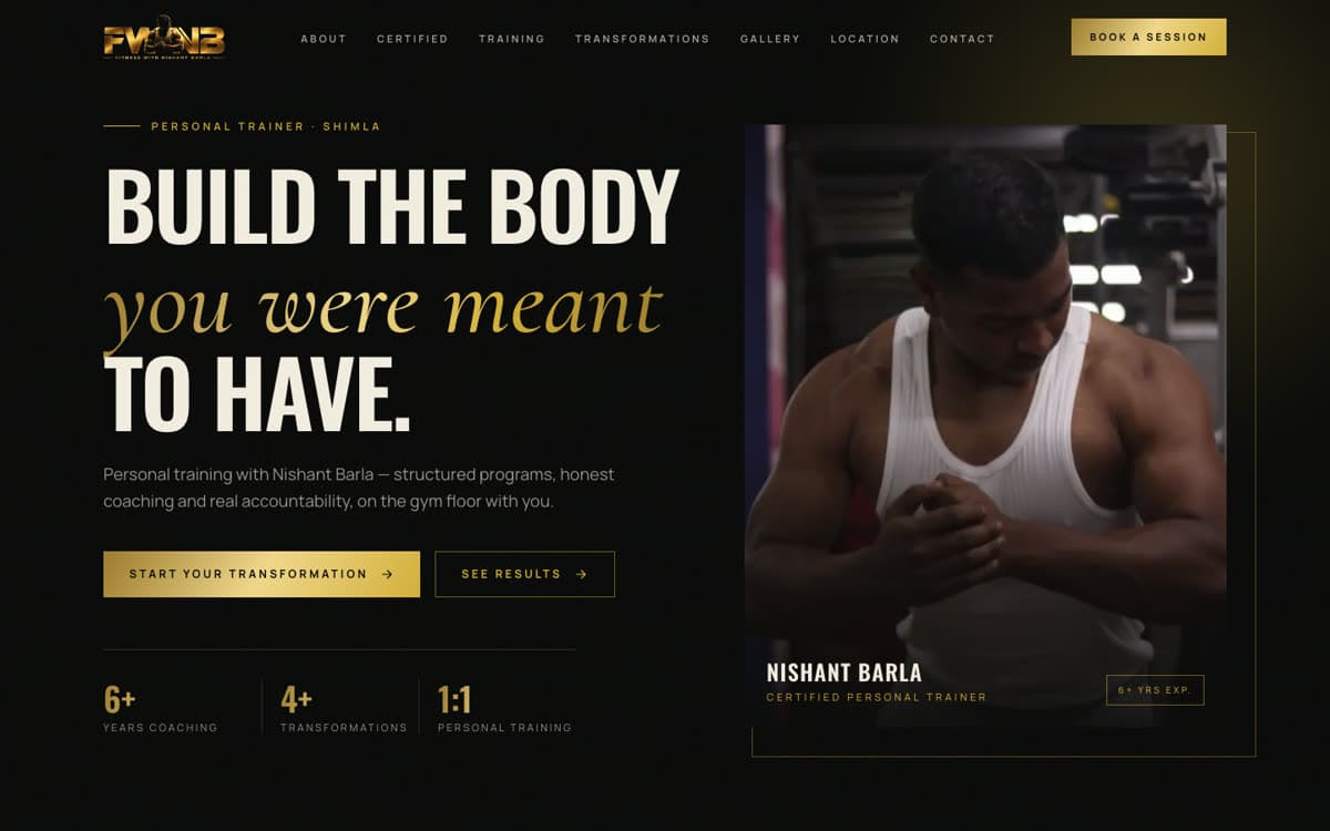 Fitness with Nishant Barla home page