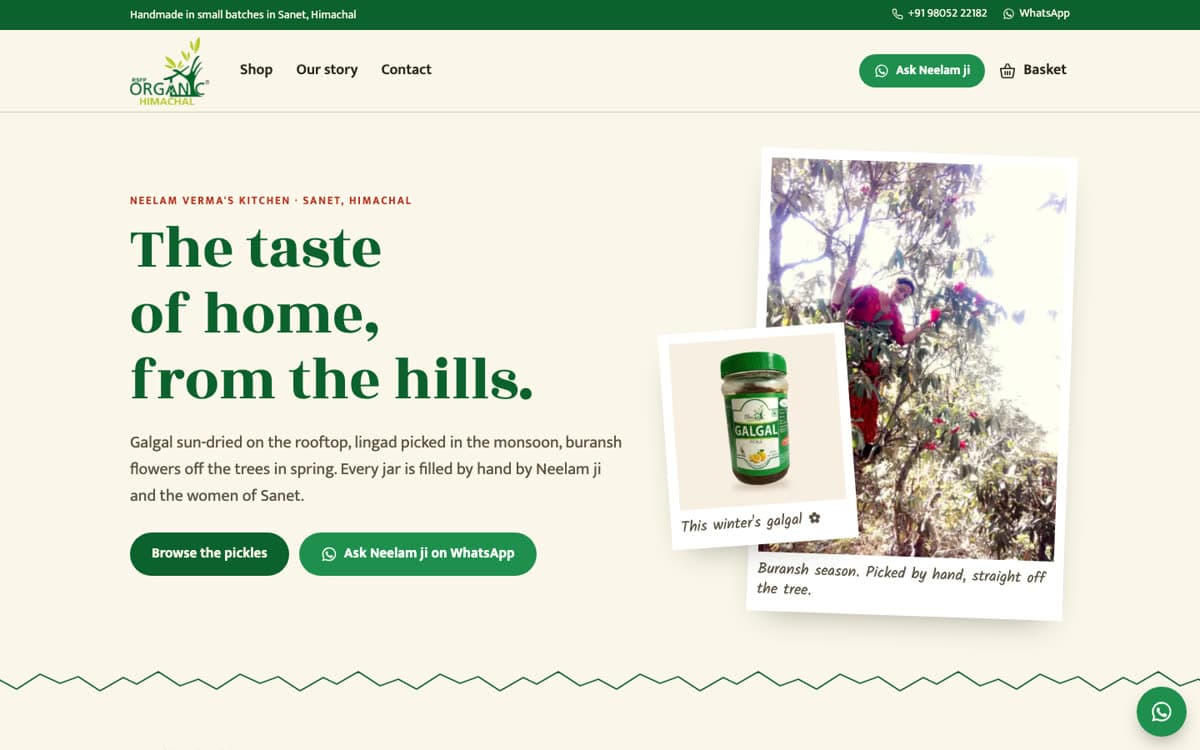 RSFP Organic Himachal home page