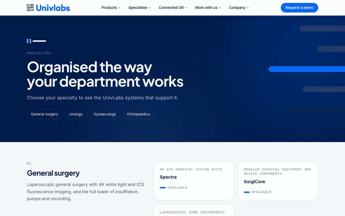 UnivLabs specialties page